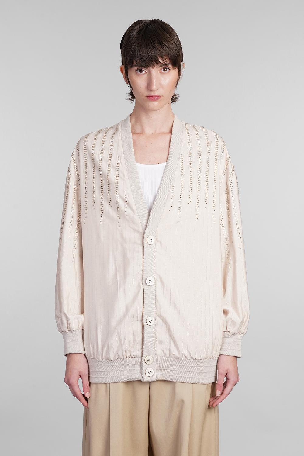 Deliberti Golden Goose Deluxe Brand Cardigan in seta beige cod. 401568 - Deliberti The Luxury Shopping