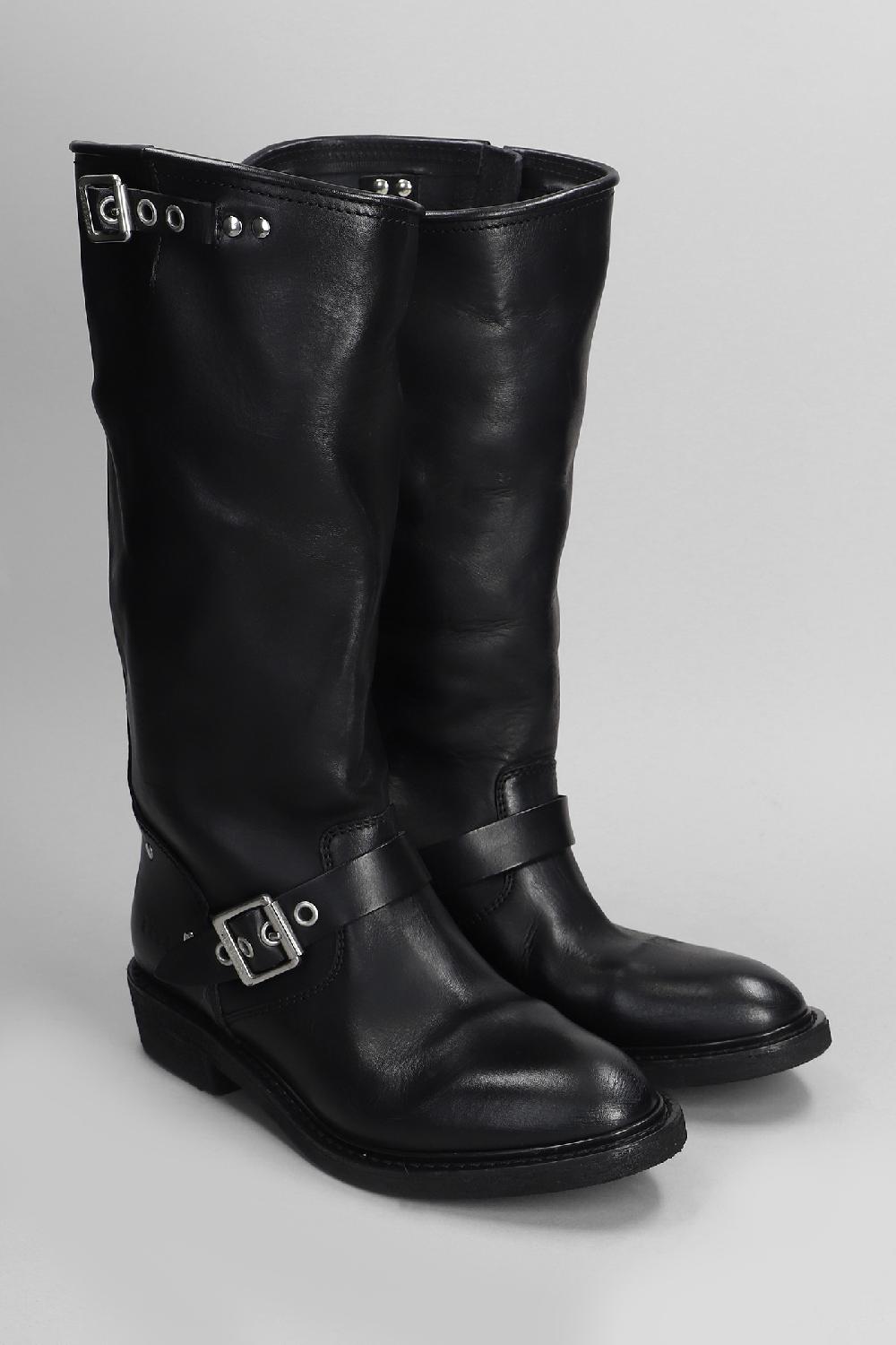 Deliberti Golden Goose Deluxe Brand Stivali Tacco Basso Biker In Pelle Nera Cod. 404714 - Deliberti The Luxury Shopping