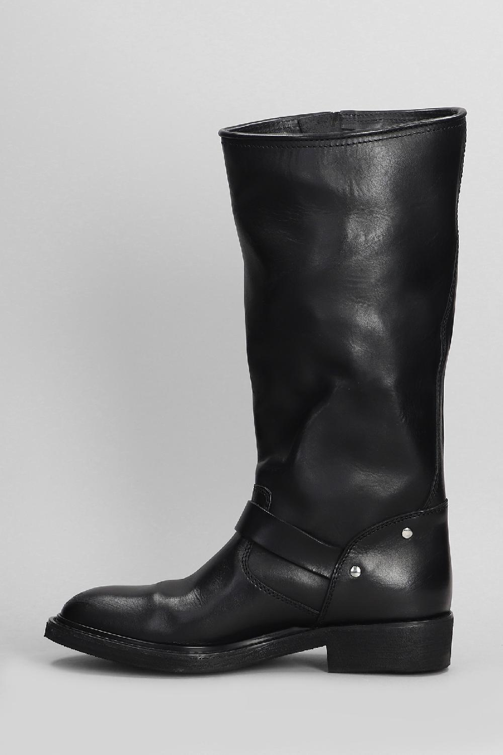 Deliberti Golden Goose Deluxe Brand Stivali Tacco Basso Biker In Pelle Nera Cod. 404714 - Deliberti The Luxury Shopping