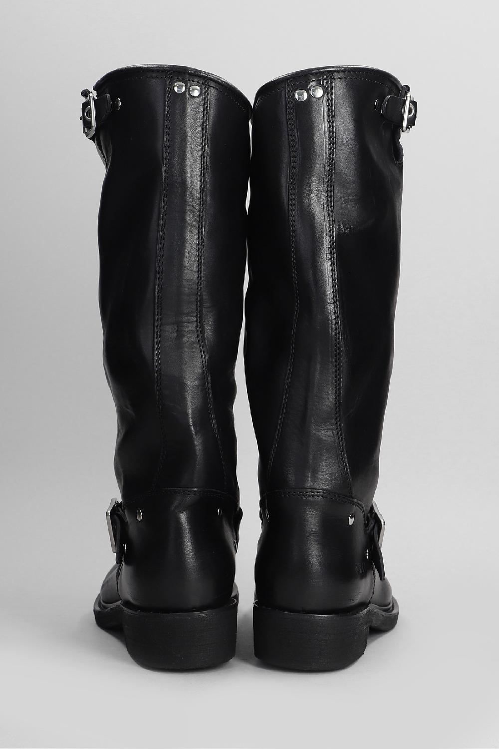 Deliberti Golden Goose Deluxe Brand Stivali Tacco Basso Biker In Pelle Nera Cod. 404714 - Deliberti The Luxury Shopping