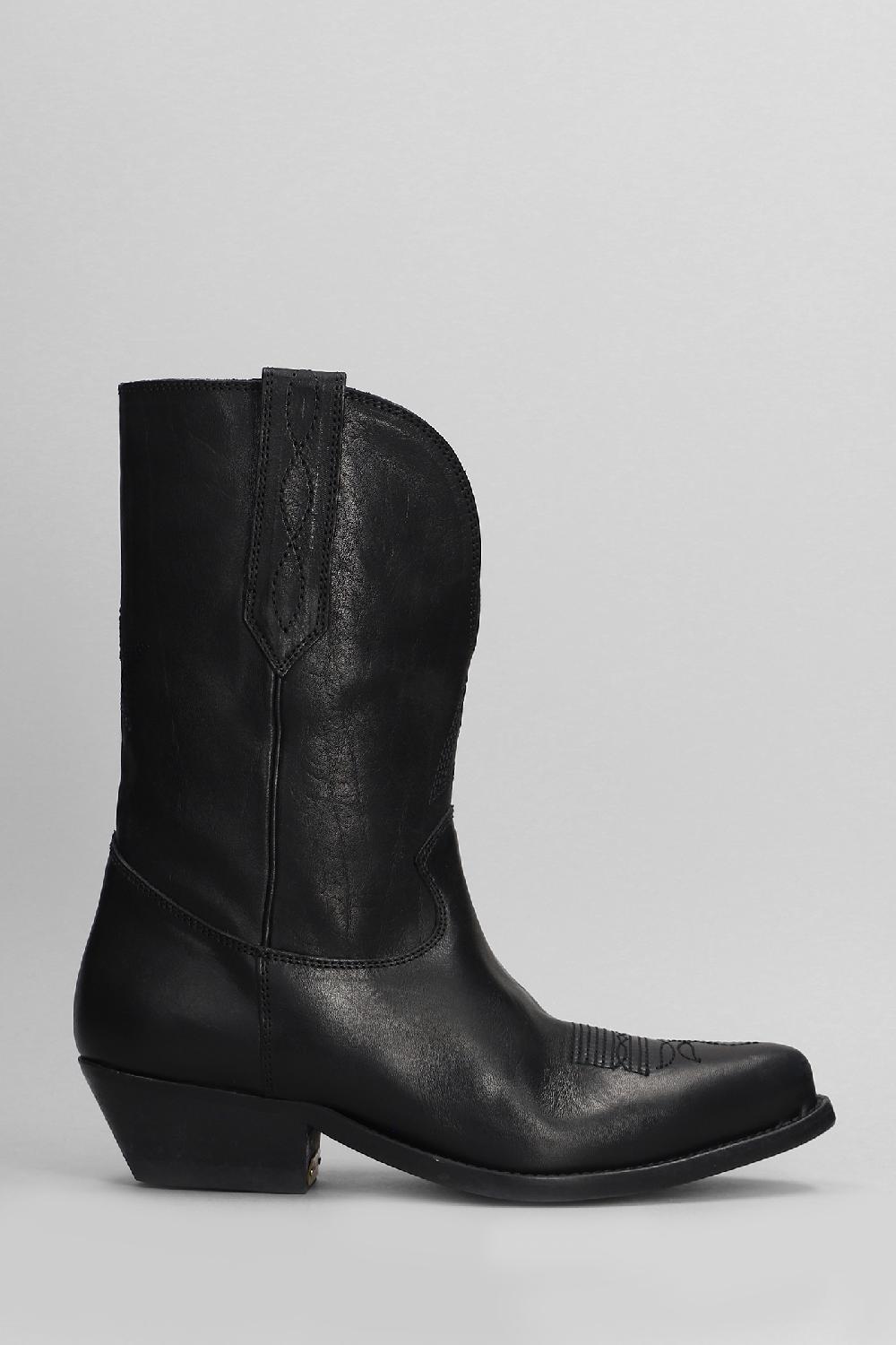 Deliberti Golden Goose Deluxe Brand Tronchetti texani wish star in pelle nera cod. 404710 - Deliberti The Luxury Shopping