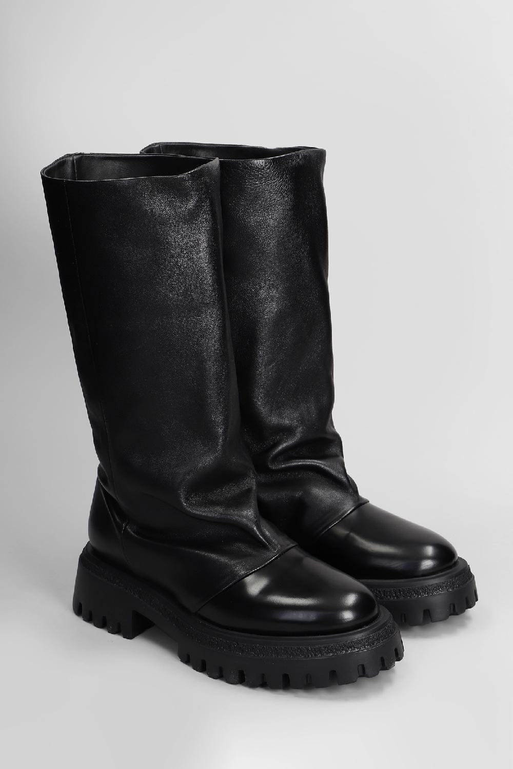 Deliberti HALMANERA Stivali Tacco Basso Abrasivato In Pelle Nera Cod. 408253 - Deliberti The Luxury Shopping