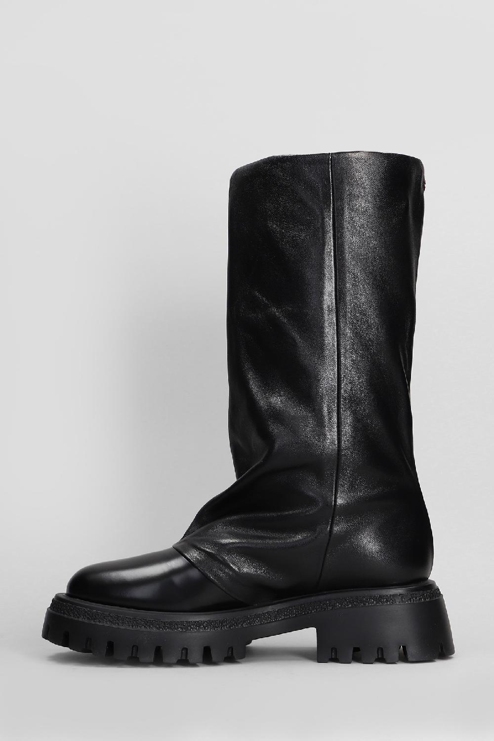 Deliberti HALMANERA Stivali Tacco Basso Abrasivato In Pelle Nera Cod. 408253 - Deliberti The Luxury Shopping