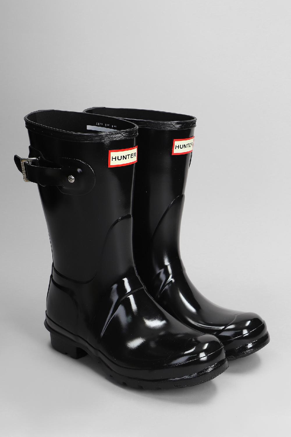 Deliberti Hunter Stivali Tacco Basso Original Short Gloss In Gomma Nera Cod. 409460 - Deliberti The Luxury Shopping