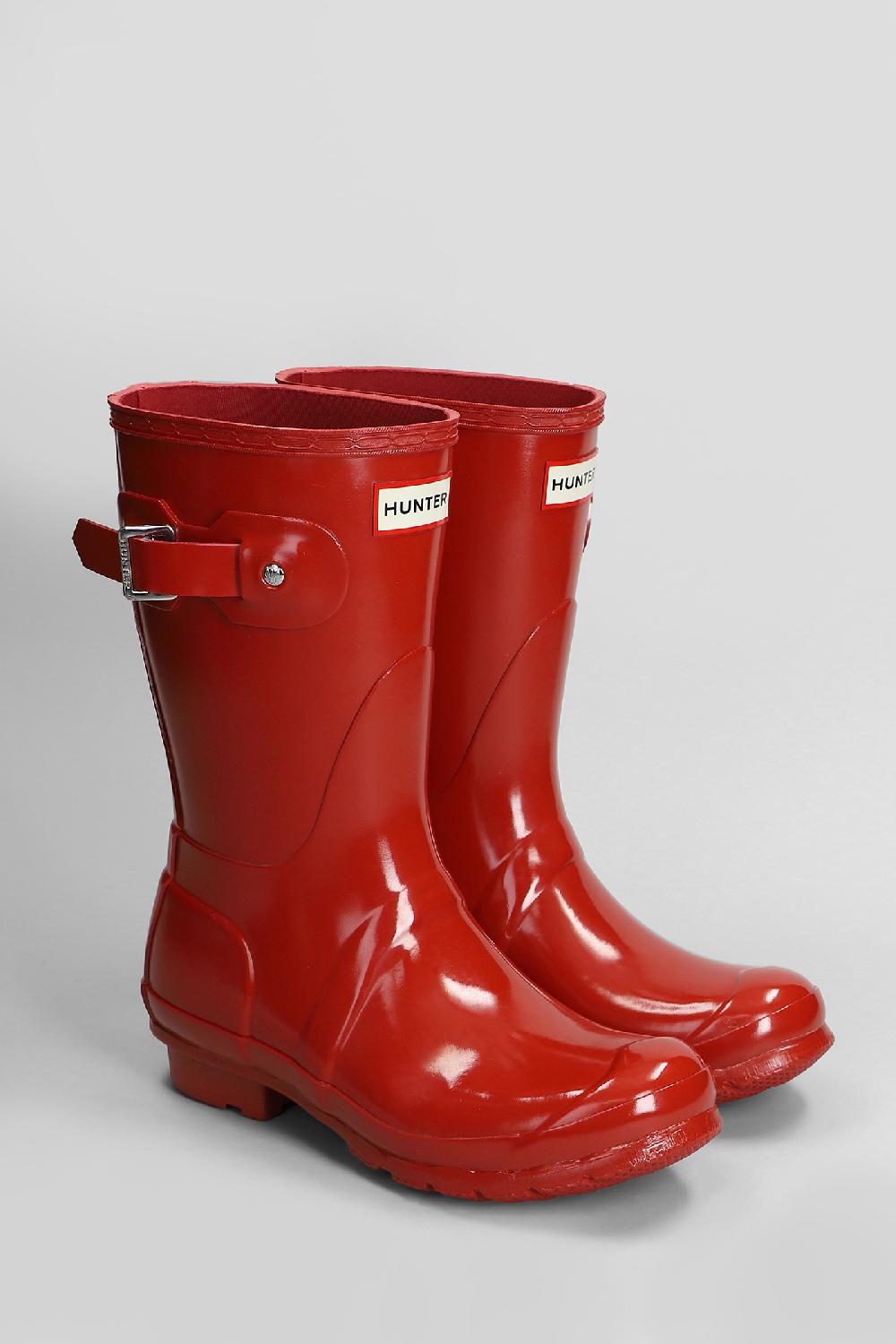 Deliberti Hunter Stivali Tacco Basso Original Short Gloss In Gomma Rossa Cod. 409461 - Deliberti The Luxury Shopping