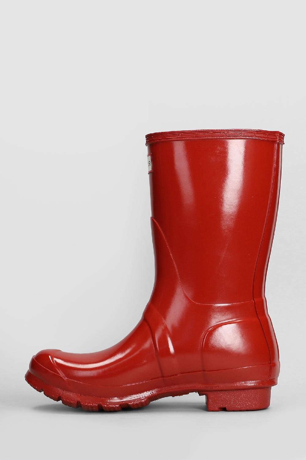 Deliberti Hunter Stivali Tacco Basso Original Short Gloss In Gomma Rossa Cod. 409461 - Deliberti The Luxury Shopping