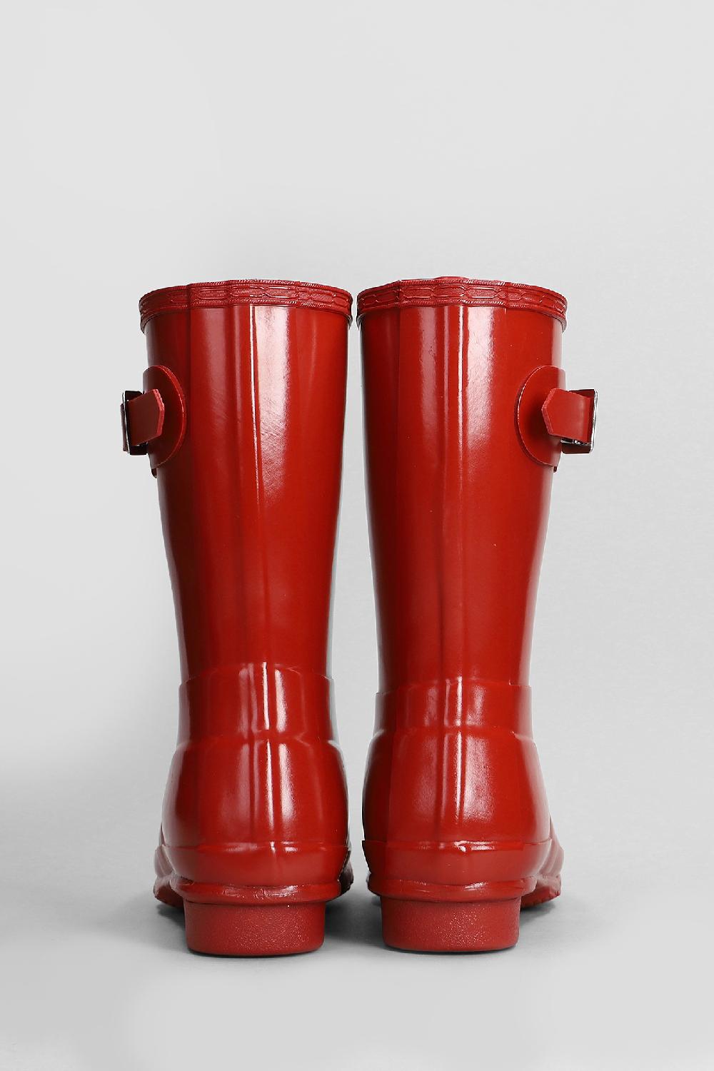 Deliberti Hunter Stivali Tacco Basso Original Short Gloss In Gomma Rossa Cod. 409461 - Deliberti The Luxury Shopping