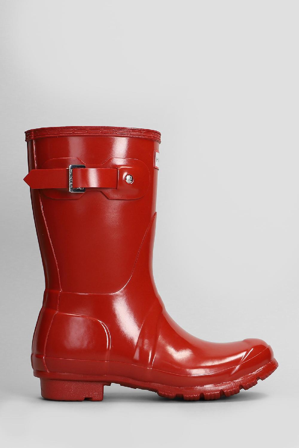 Deliberti Hunter Stivali tacco basso original short gloss in gomma rossa cod. 409461 - Deliberti The Luxury Shopping
