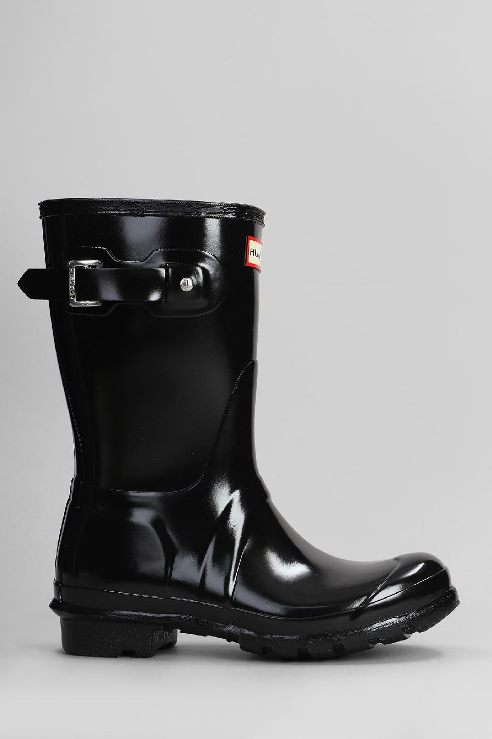 Deliberti Hunter Stivali tacco basso original short gloss in gomma nera cod. 409460 - Deliberti The Luxury Shopping