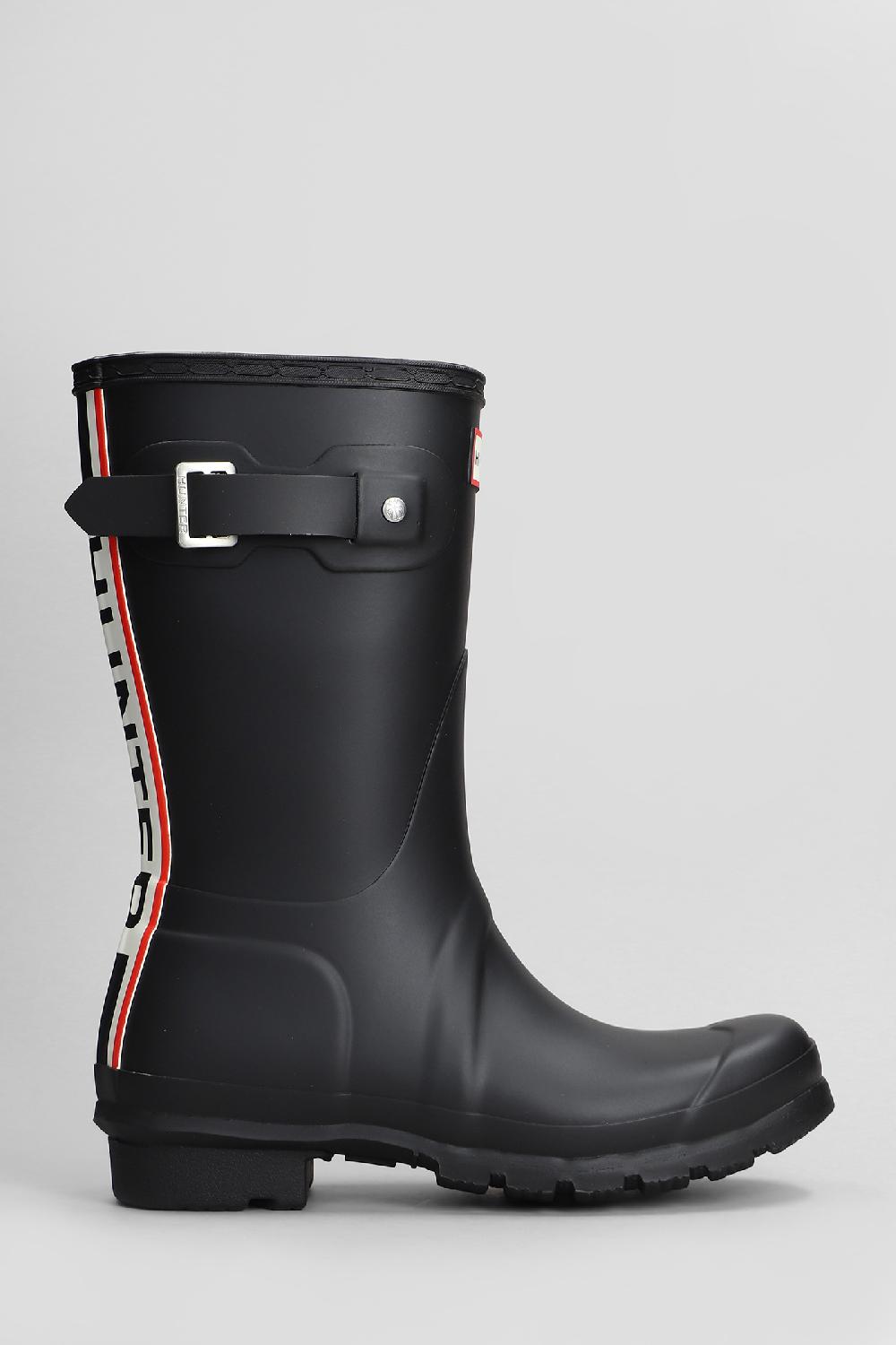 Deliberti Hunter Stivali tacco basso original short tri in gomma nera cod. 409594 - Deliberti The Luxury Shopping