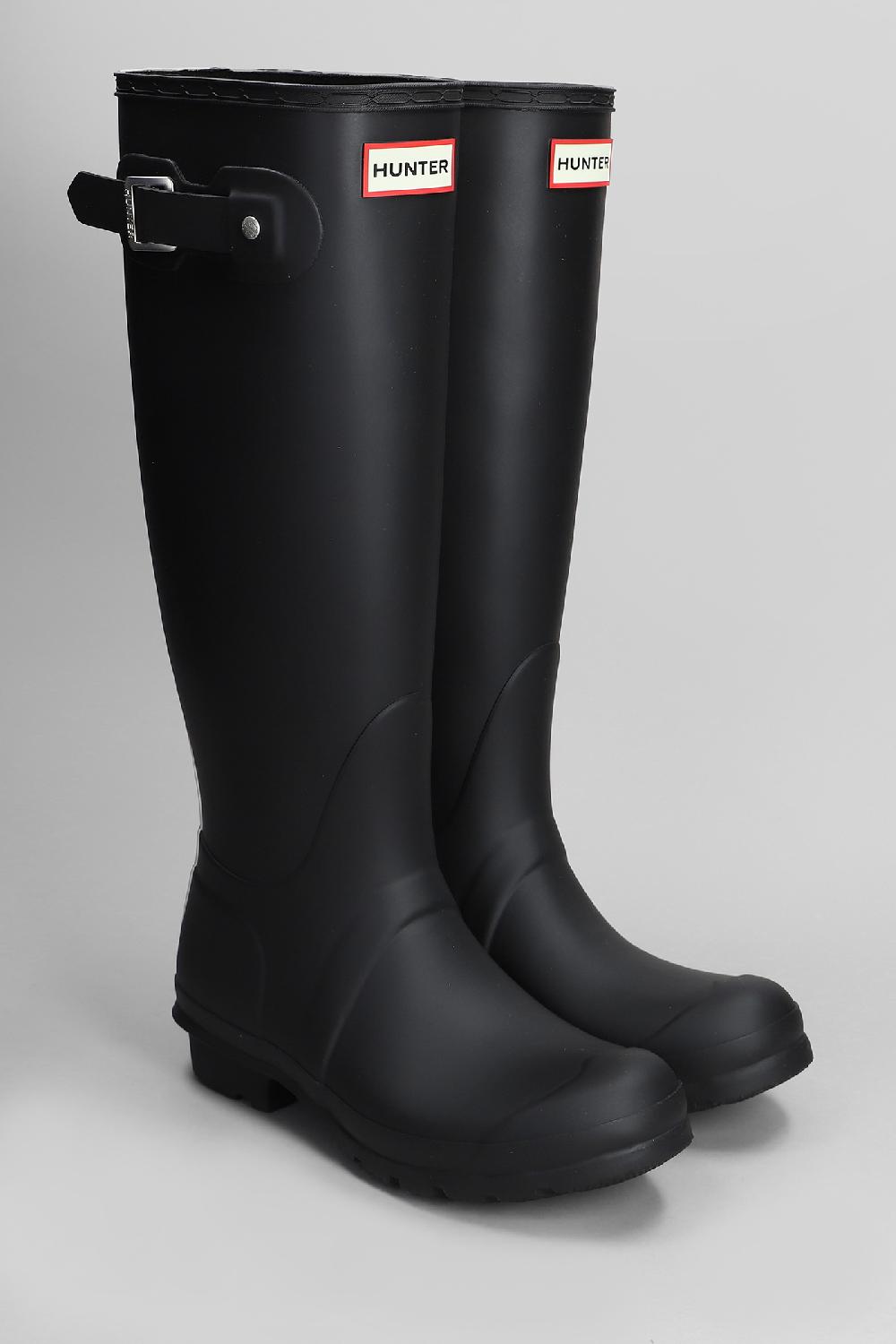 Deliberti Hunter Stivali Tacco Basso Original Tall Tri In Gomma Nera Cod. 409593 - Deliberti The Luxury Shopping
