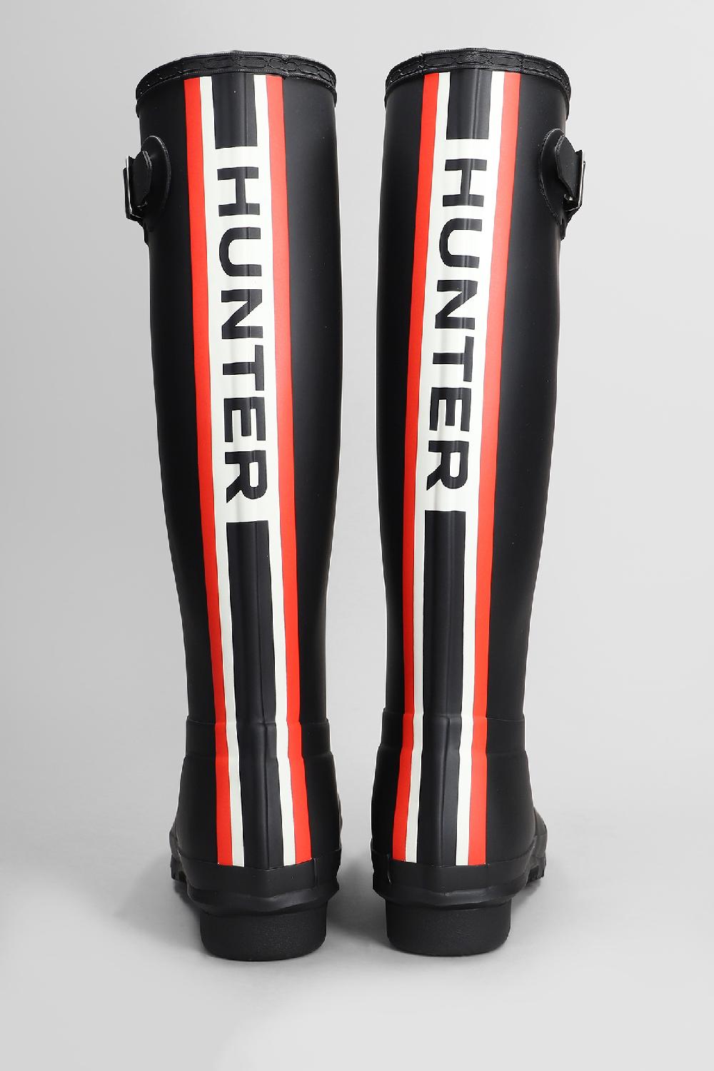 Deliberti Hunter Stivali Tacco Basso Original Tall Tri In Gomma Nera Cod. 409593 - Deliberti The Luxury Shopping