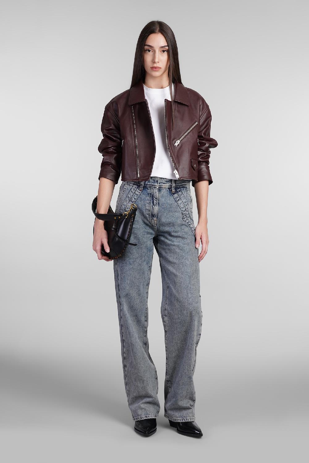 Deliberti Iro Giacca Biker Castilli In Pelle Bordeaux Cod. 407094 - Deliberti The Luxury Shopping