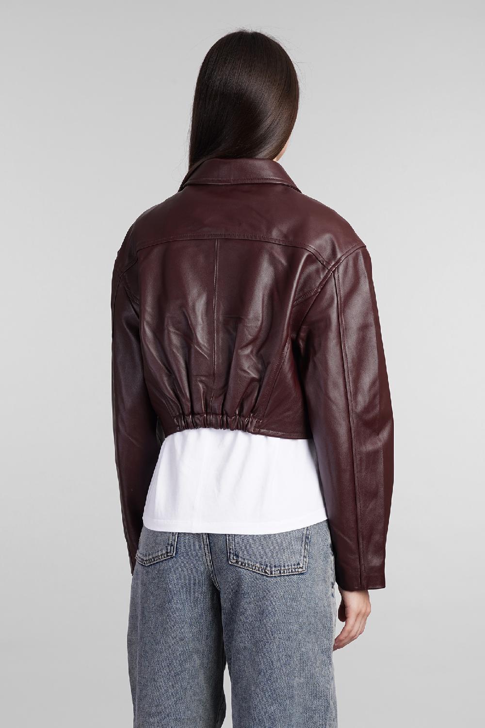 Deliberti Iro Giacca Biker Castilli In Pelle Bordeaux Cod. 407094 - Deliberti The Luxury Shopping