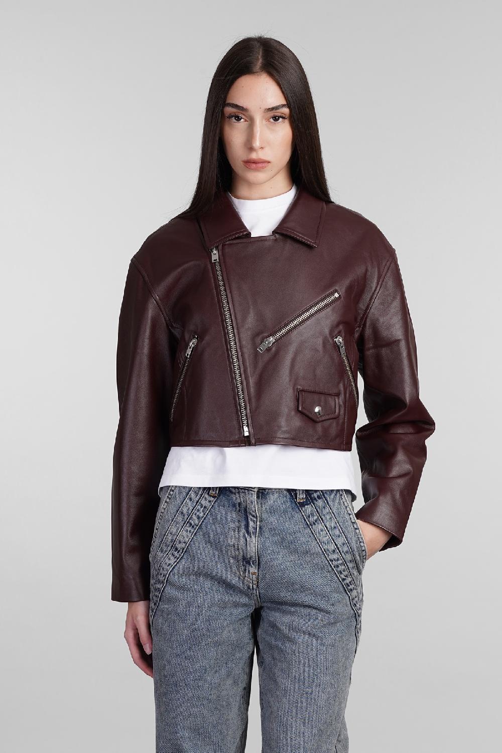 Deliberti Iro Giacca biker castilli in pelle bordeaux cod. 407094 - Deliberti The Luxury Shopping