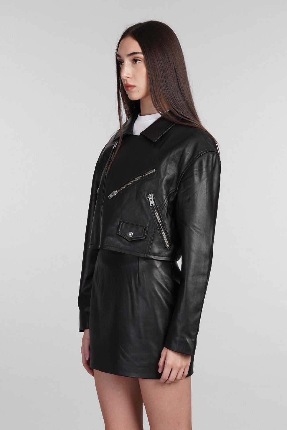 Deliberti Iro Giacca Biker Castilli In Pelle Nera Cod. 407093 - Deliberti The Luxury Shopping