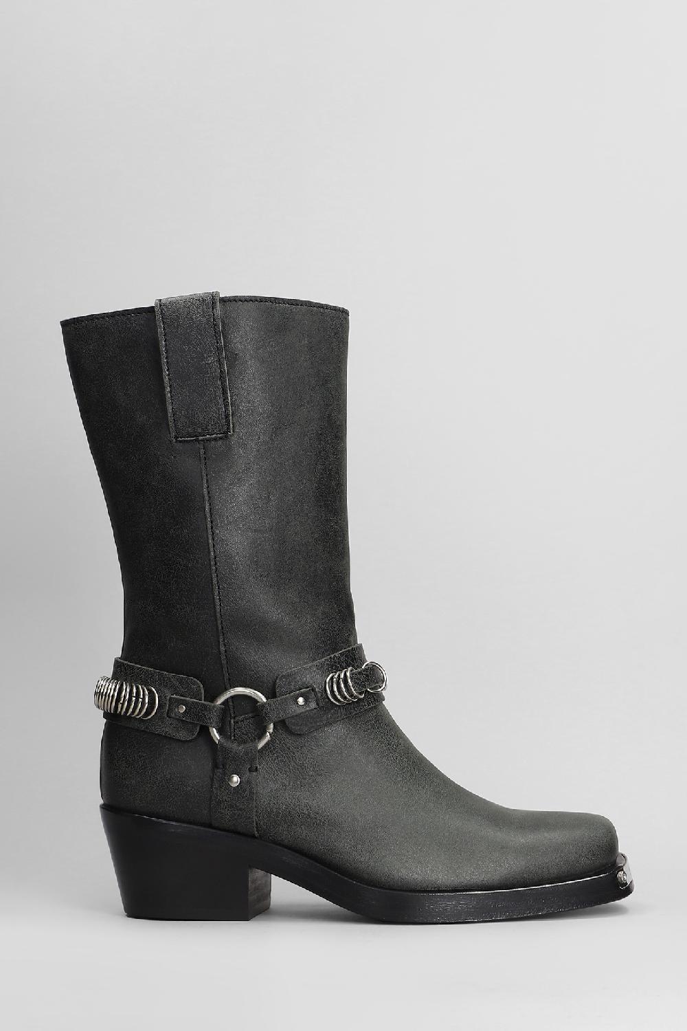 Deliberti Iro Tronchetti tacco alto motty in pelle grigia cod. 407081 - Deliberti The Luxury Shopping