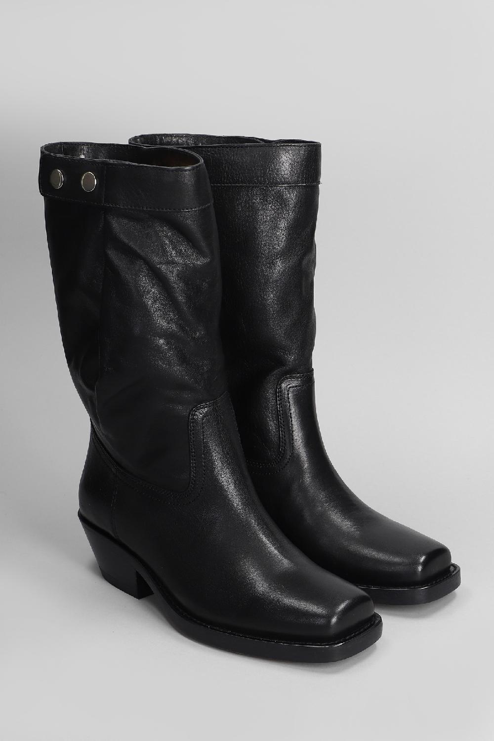 Deliberti Isabel Marant Tronchetti Tacco Basso Ademe In Pelle Nera Cod. 405924 - Deliberti The Luxury Shopping