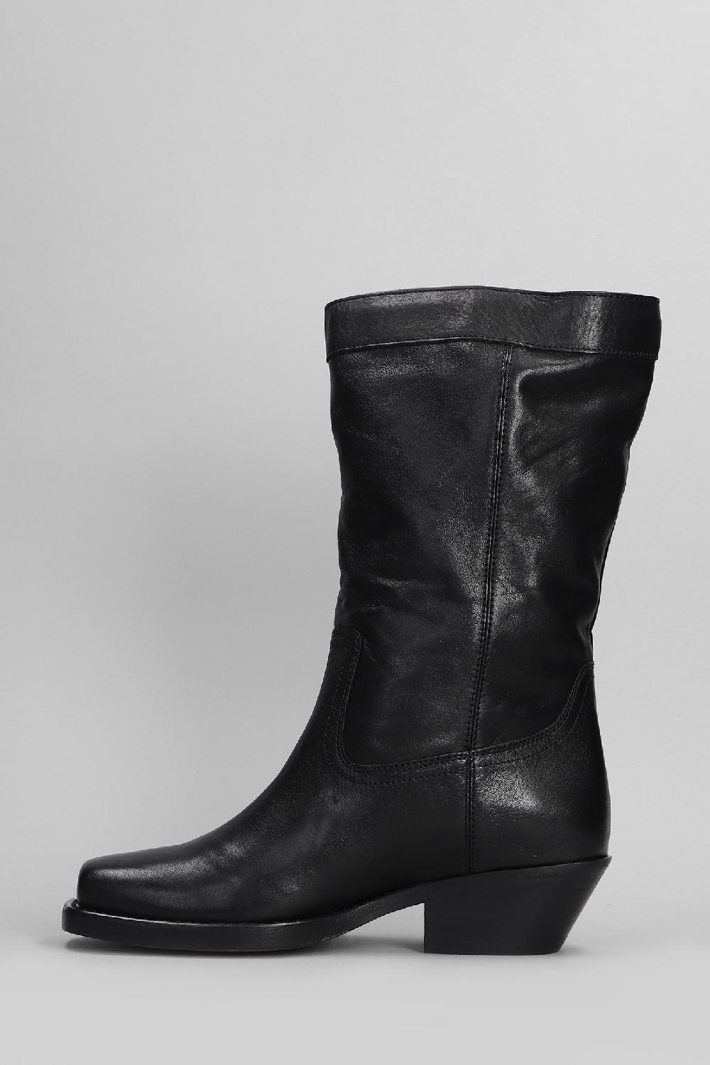 Deliberti Isabel Marant Tronchetti Tacco Basso Ademe In Pelle Nera Cod. 405924 - Deliberti The Luxury Shopping