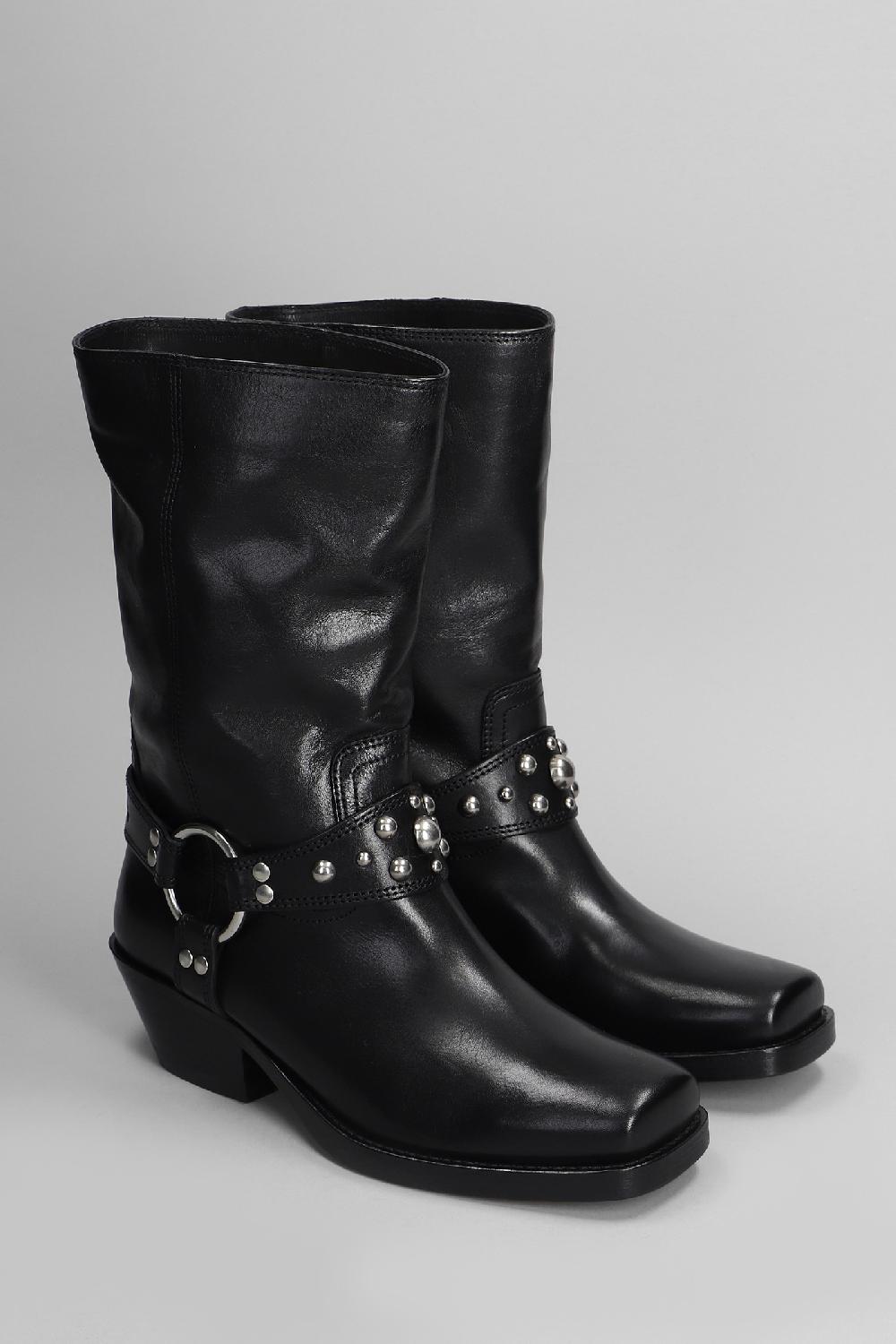 Deliberti Isabel Marant Tronchetti Tacco Basso Antya In Pelle Nera Cod. 405925 - Deliberti The Luxury Shopping