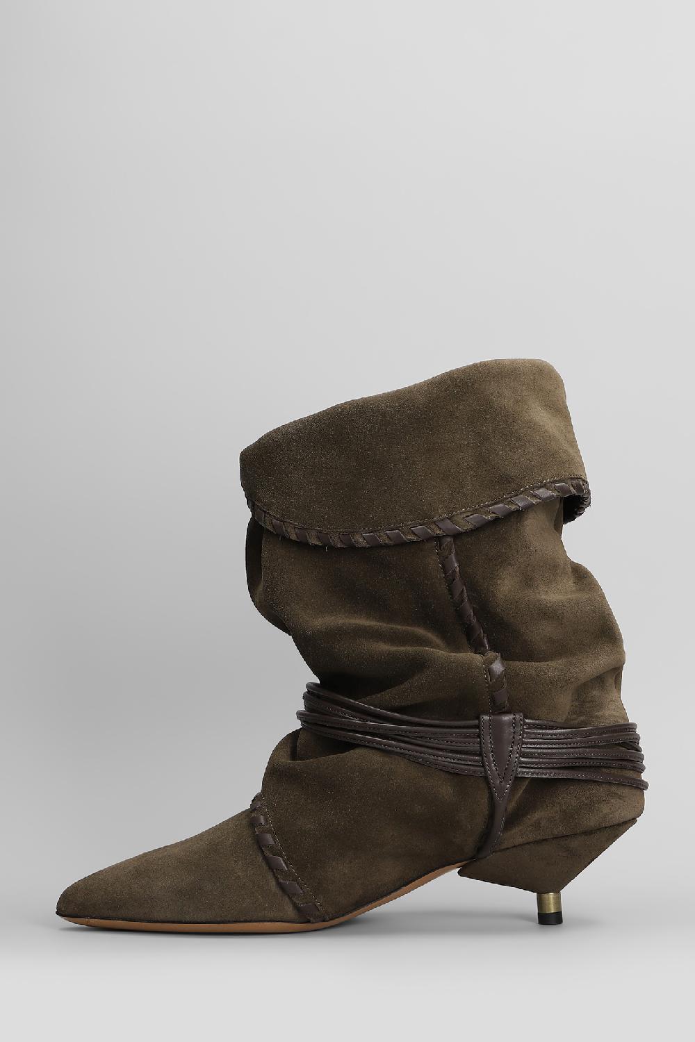 Deliberti Isabel Marant Tronchetti Tacco Basso Edrika In Camoscio Khaki Cod. 410003 - Deliberti The Luxury Shopping