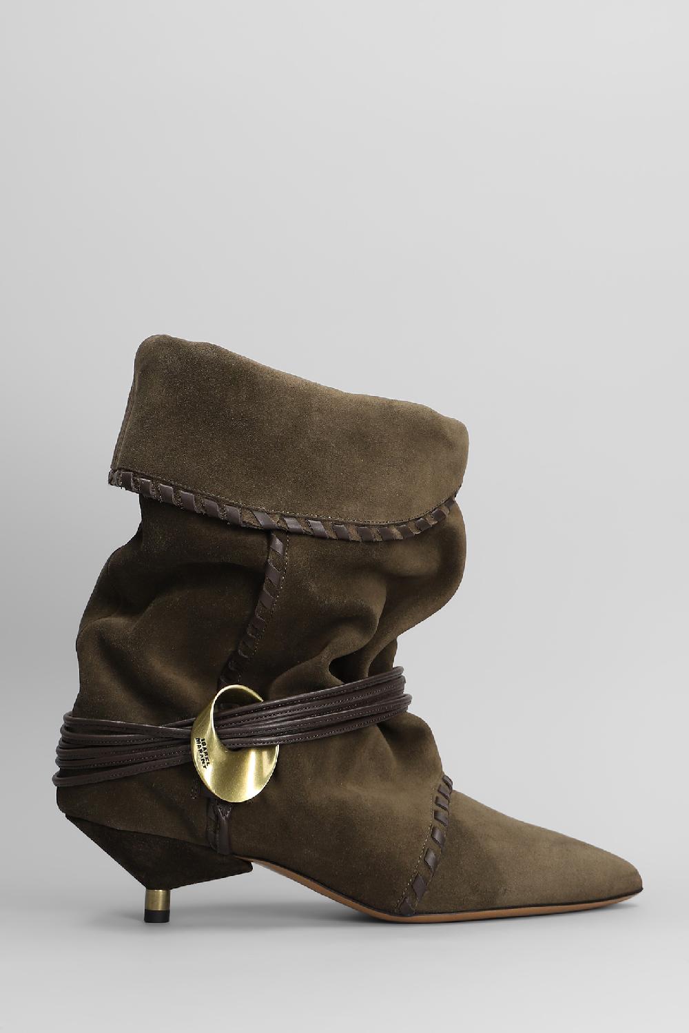 Deliberti Isabel Marant Tronchetti tacco basso edrika in camoscio khaki cod. 410003 - Deliberti The Luxury Shopping