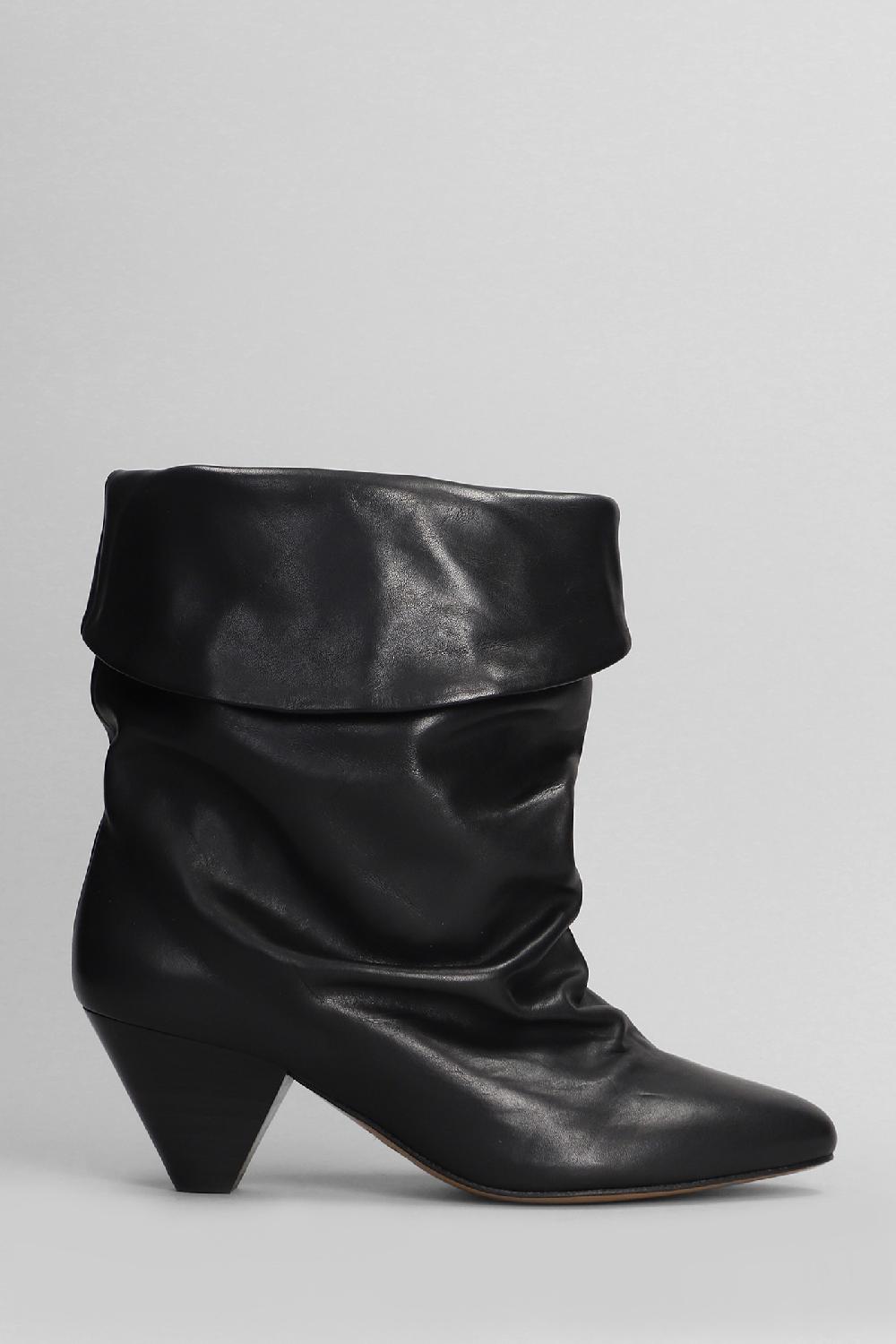 Deliberti Isabel Marant Tronchetti tacco basso ryska in pelle nera cod. 405931 - Deliberti The Luxury Shopping