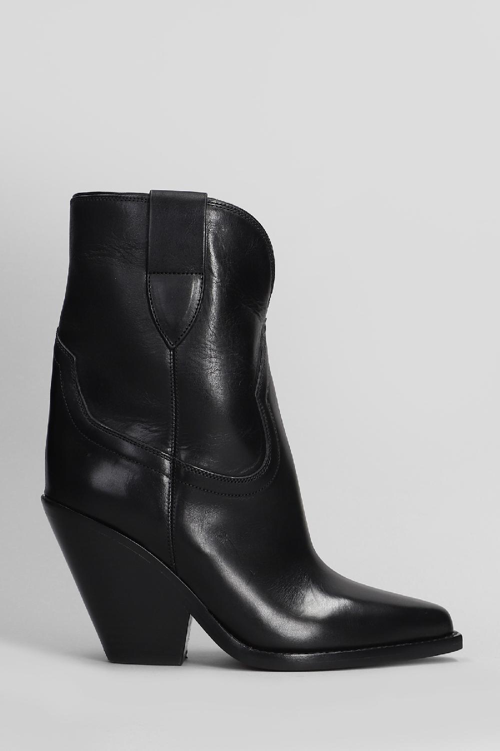 Deliberti Isabel Marant Tronchetti texani leyane in pelle nera cod. 405929 - Deliberti The Luxury Shopping