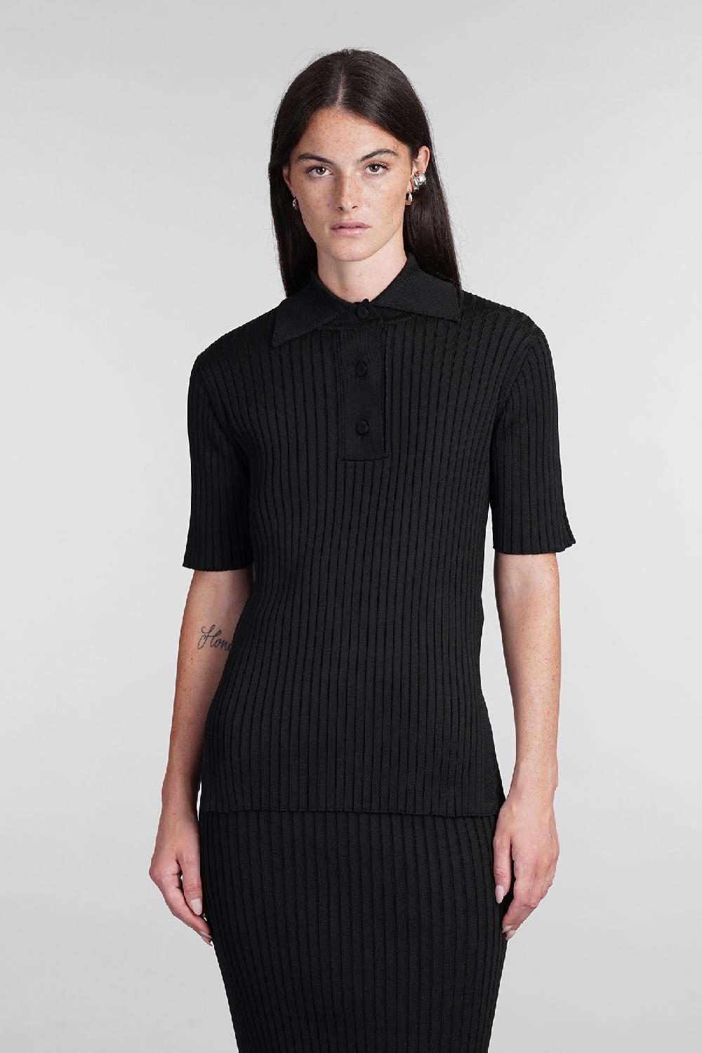 Deliberti Jil Sander Polo in viscosa nera cod. 404780 - Deliberti The Luxury Shopping