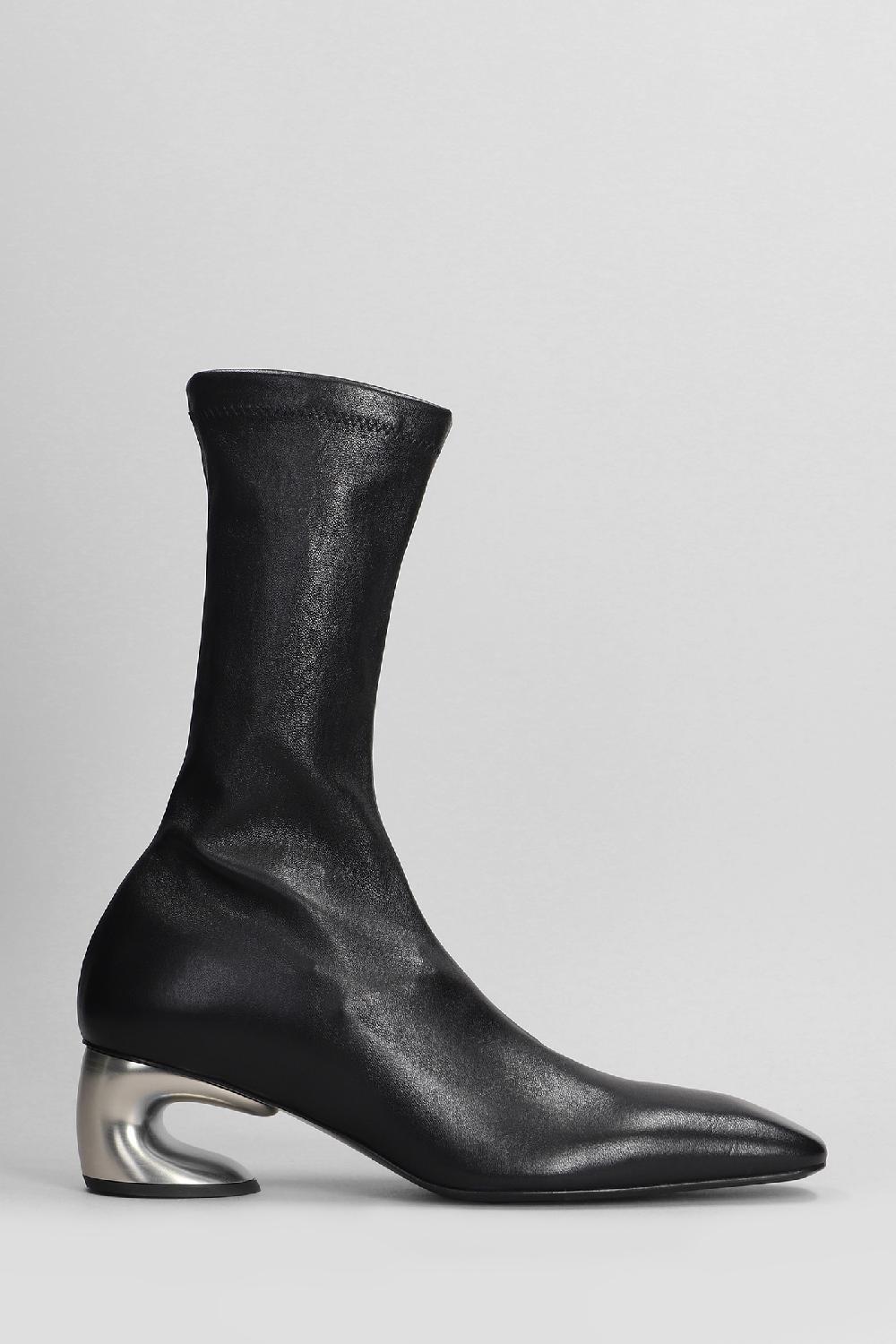 Deliberti Jil Sander Tronchetti tacco basso in pelle nera cod. 404775 - Deliberti The Luxury Shopping