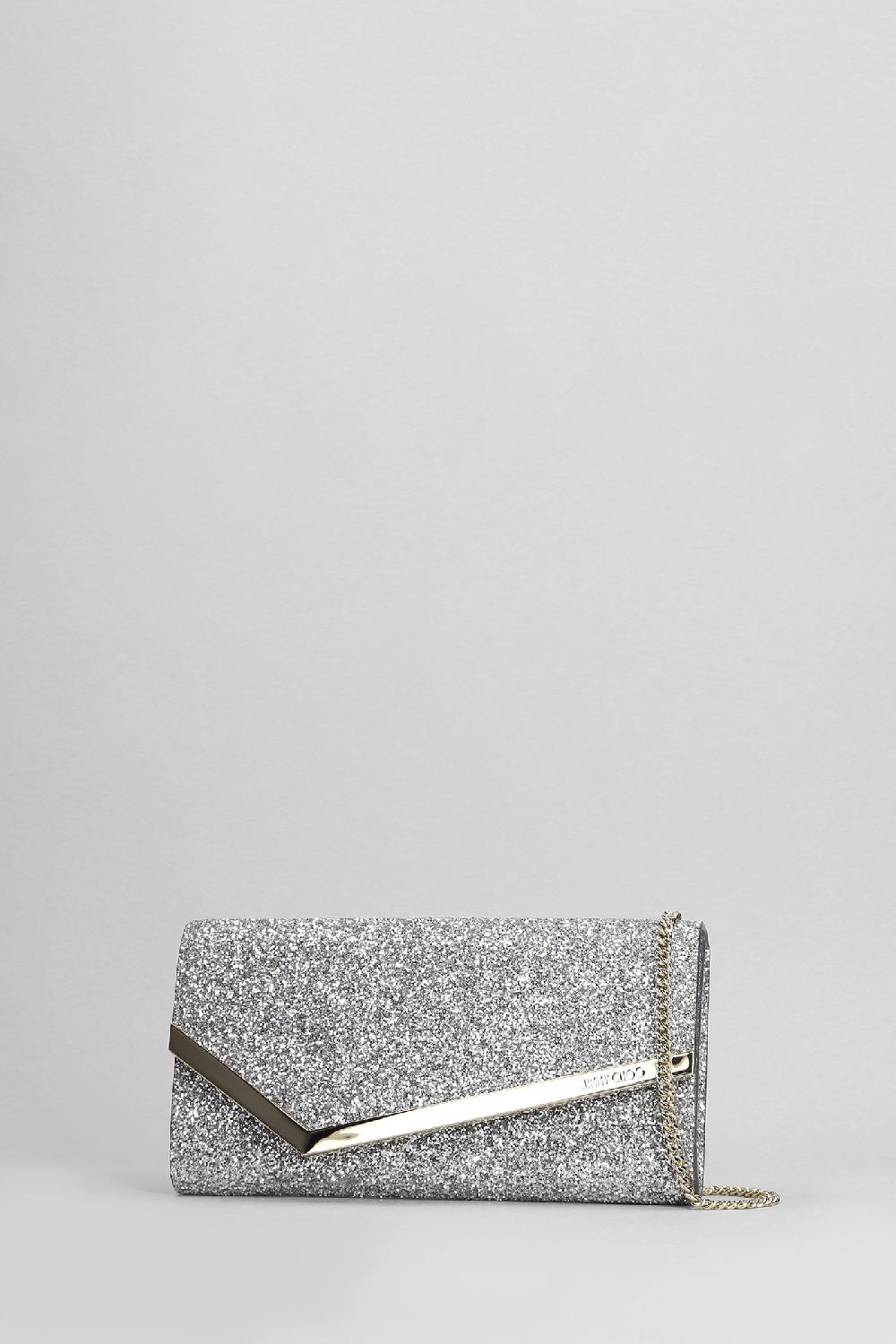 Deliberti Jimmy Choo Pochette Emmie In Glitter Argento Cod. 401990 - Deliberti The Luxury Shopping
