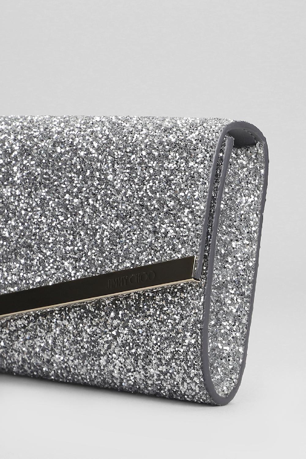 Deliberti Jimmy Choo Pochette Emmie In Glitter Argento Cod. 401990 - Deliberti The Luxury Shopping