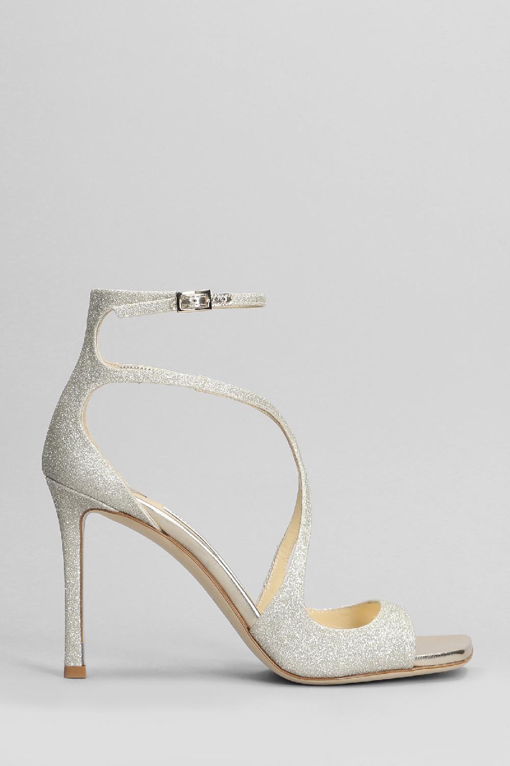 Deliberti Jimmy Choo Sandali azia 95 in glitter platino cod. 401977 - Deliberti The Luxury Shopping