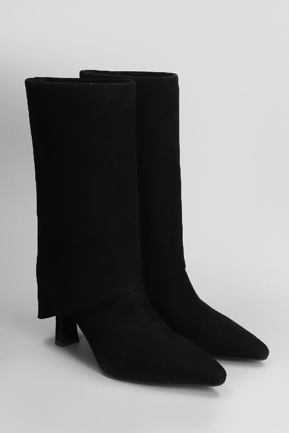 Deliberti Julie Dee Stivali Tacco Alto In Camoscio Nero Cod. 406883 - Deliberti The Luxury Shopping