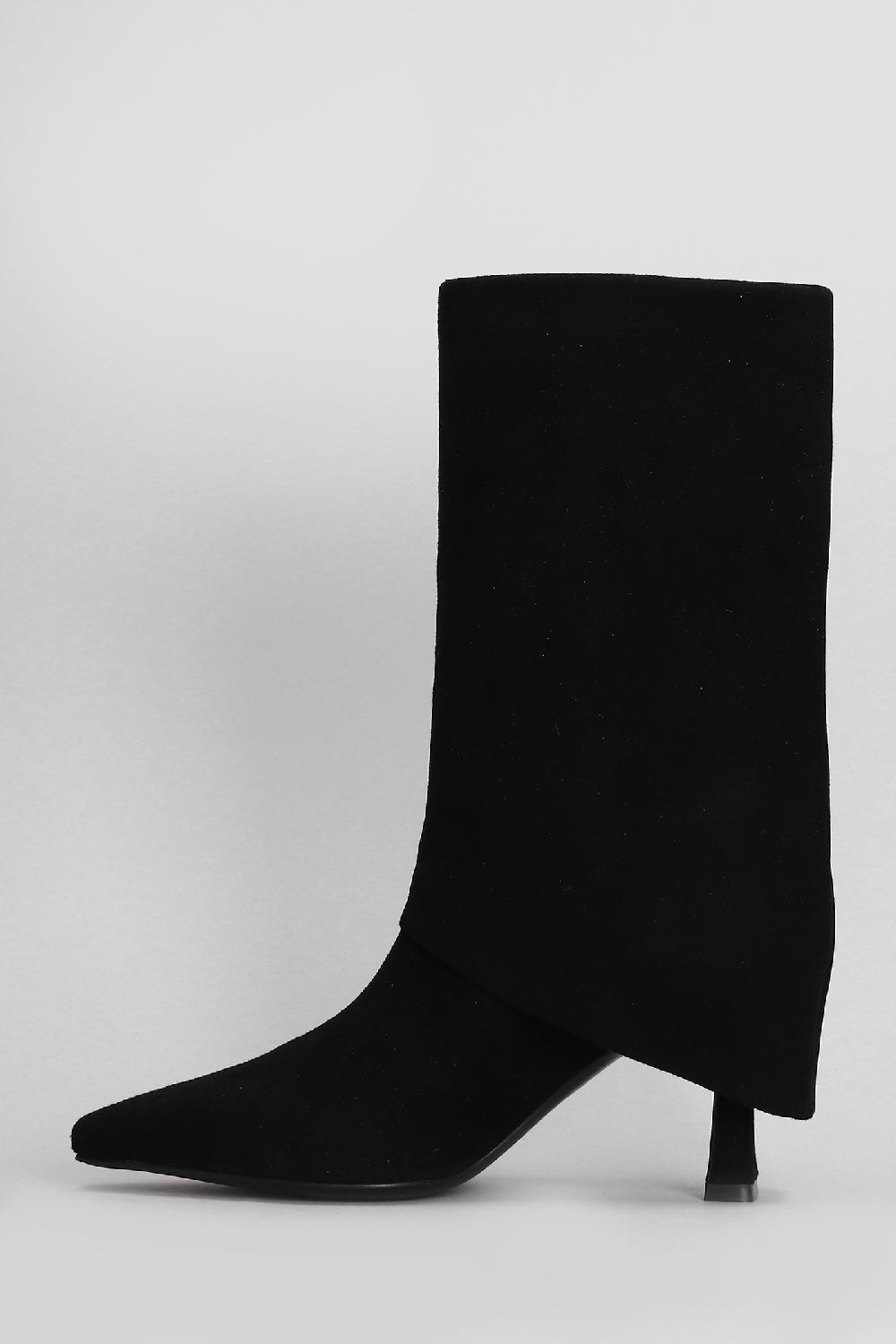 Deliberti Julie Dee Stivali Tacco Alto In Camoscio Nero Cod. 406883 - Deliberti The Luxury Shopping