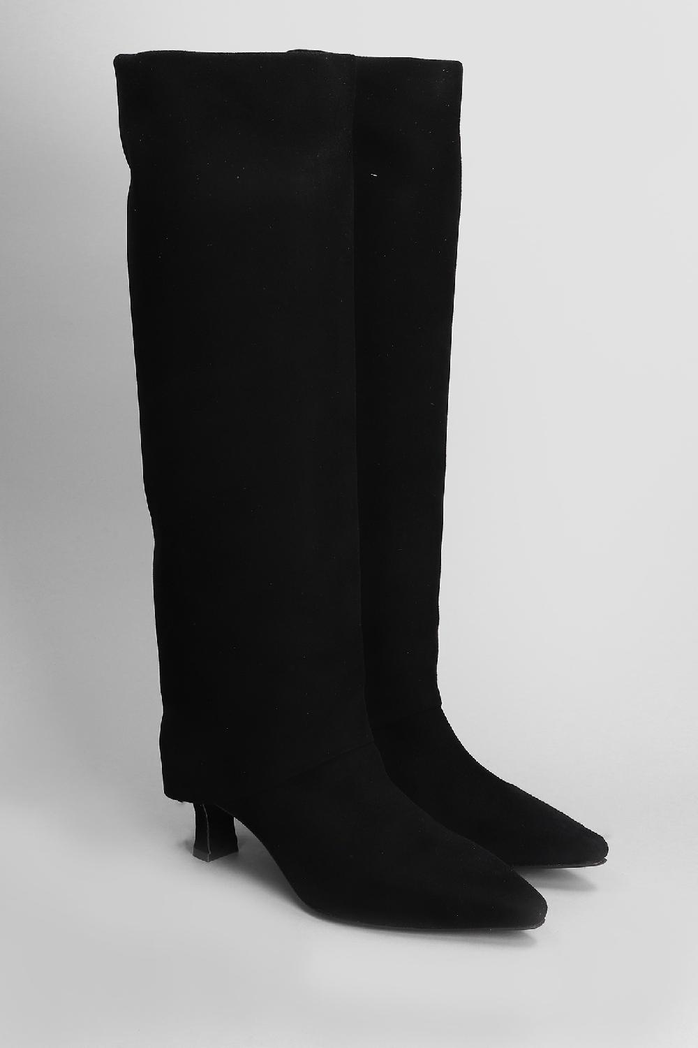 Deliberti Julie Dee Stivali Tacco Alto In Camoscio Nero Cod. 406885 - Deliberti The Luxury Shopping