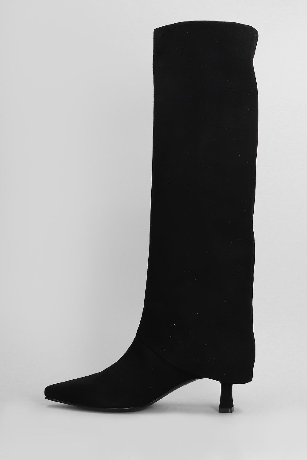 Deliberti Julie Dee Stivali Tacco Alto In Camoscio Nero Cod. 406885 - Deliberti The Luxury Shopping