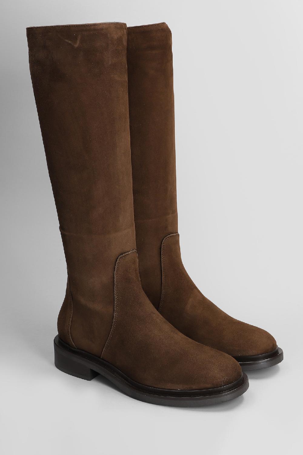Deliberti Julie Dee Stivali Tacco Basso In Camoscio Testa Di Moro Cod. 409068 - Deliberti The Luxury Shopping