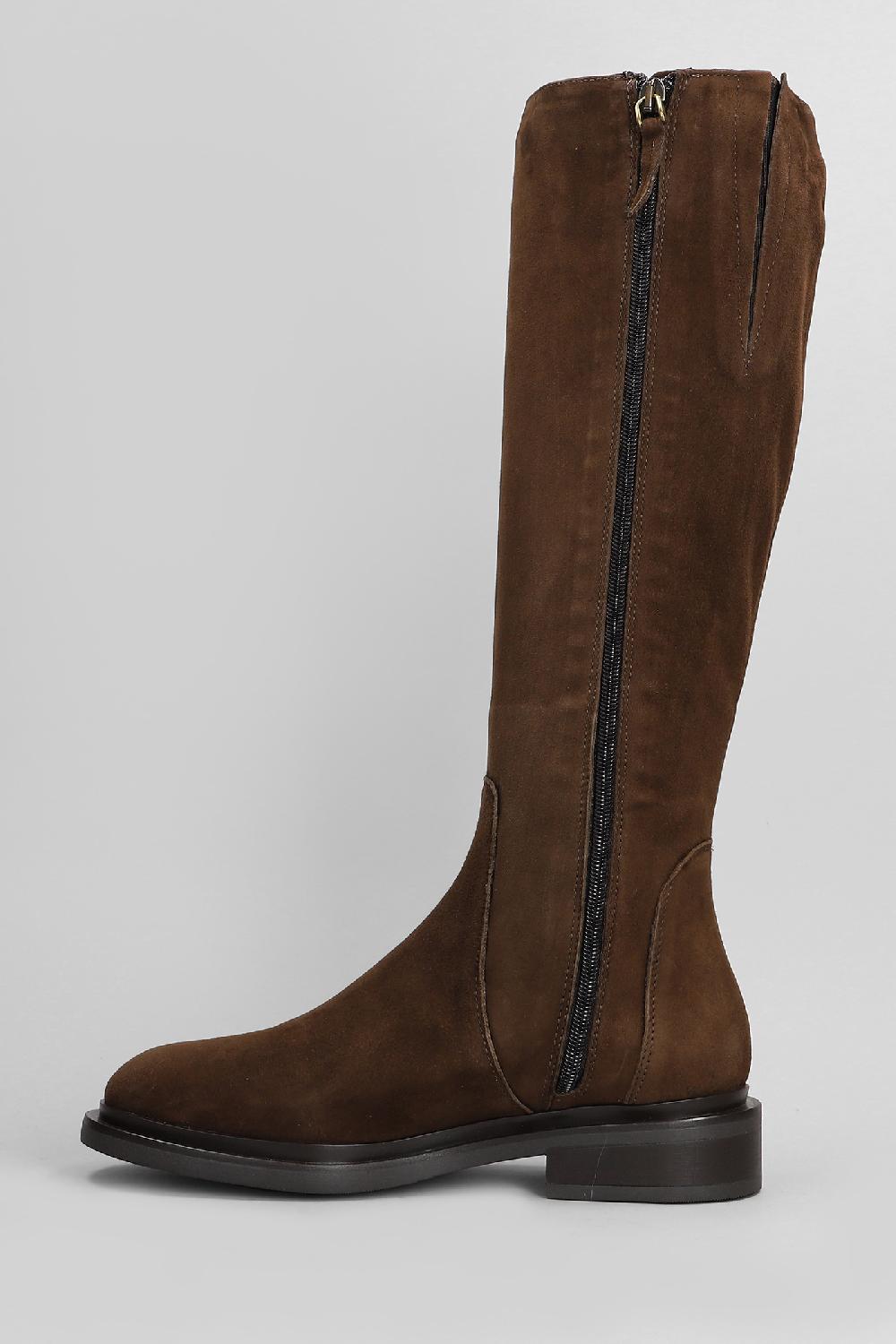 Deliberti Julie Dee Stivali Tacco Basso In Camoscio Testa Di Moro Cod. 409068 - Deliberti The Luxury Shopping