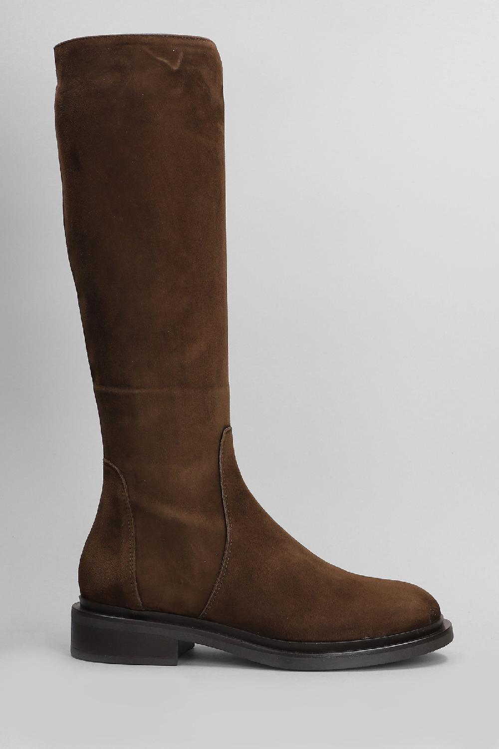 Deliberti Julie Dee Stivali tacco basso in camoscio testa di moro cod. 409068 - Deliberti The Luxury Shopping