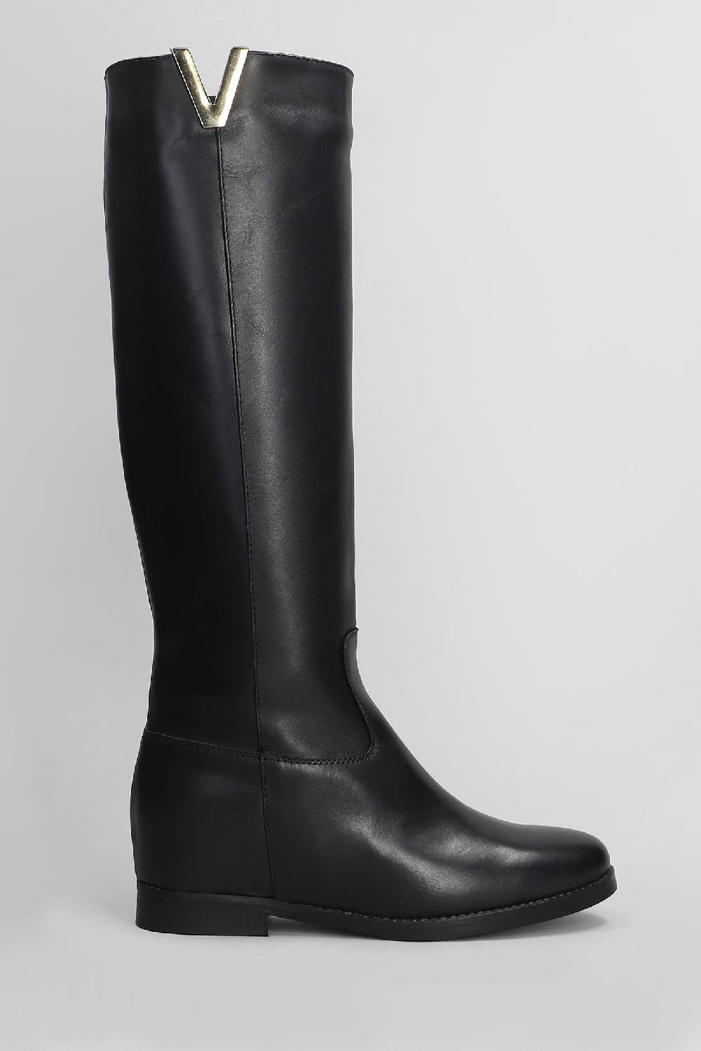 Deliberti Julie Dee Stivali tacco basso in pelle nera cod. 406897 - Deliberti The Luxury Shopping