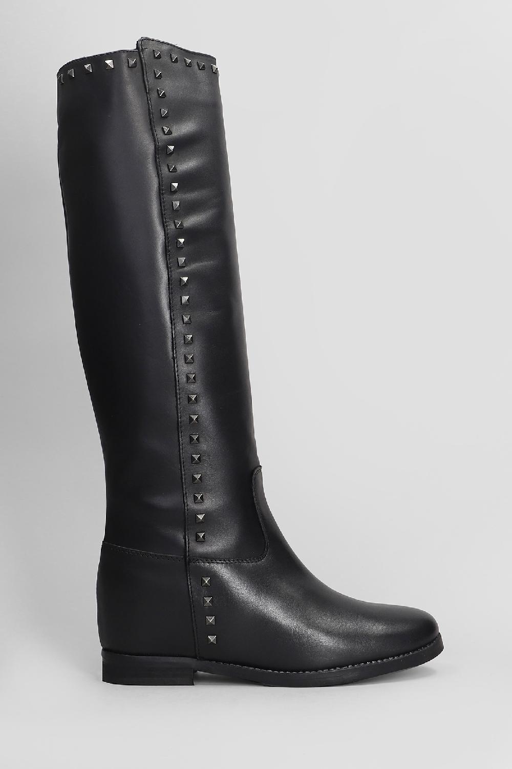 Deliberti Julie Dee Stivali tacco basso in pelle nera cod. 406767 - Deliberti The Luxury Shopping