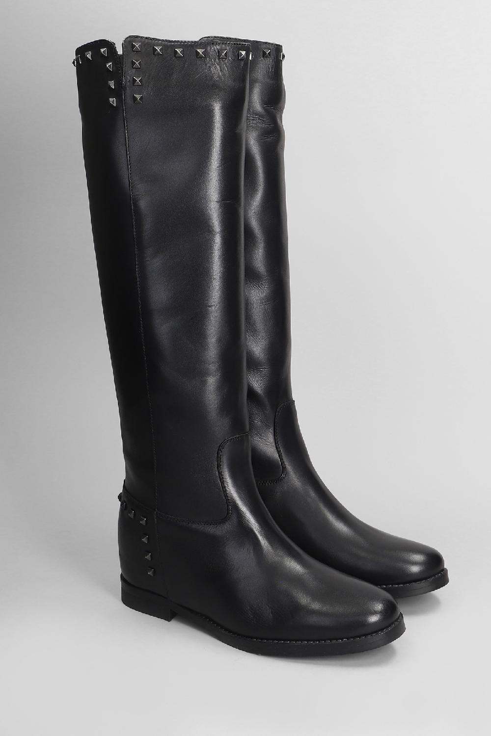 Deliberti Julie Dee Stivali Tacco Basso In Pelle Nera Cod. 406768 - Deliberti The Luxury Shopping