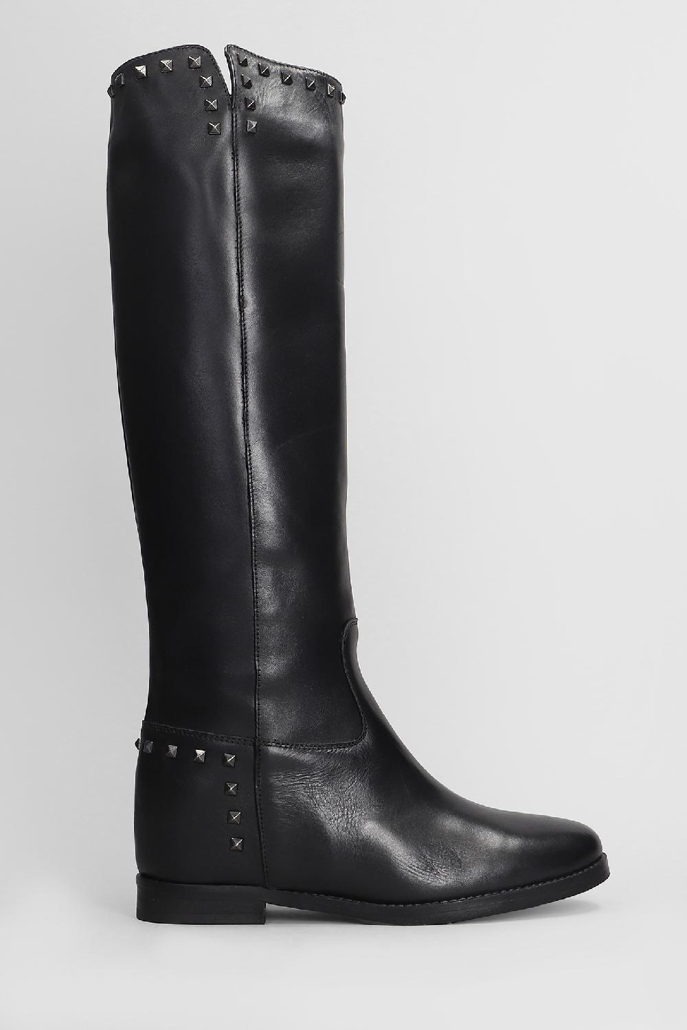 Deliberti Julie Dee Stivali tacco basso in pelle nera cod. 406768 - Deliberti The Luxury Shopping