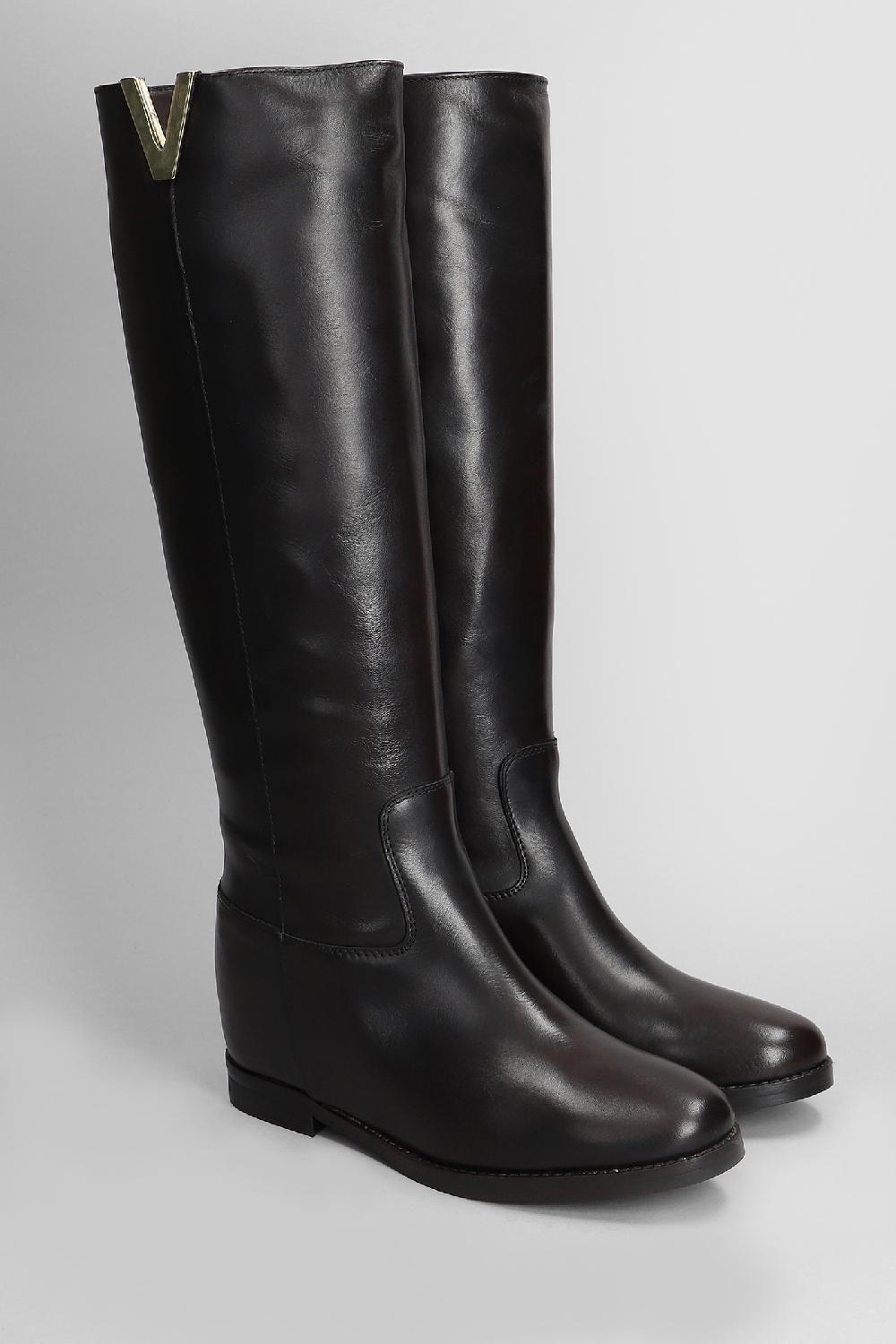 Deliberti Julie Dee Stivali Tacco Basso In Pelle Testa Di Moro Cod. 406898 - Deliberti The Luxury Shopping