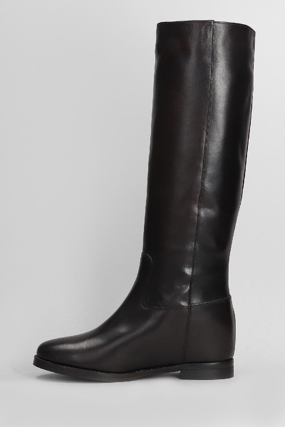 Deliberti Julie Dee Stivali Tacco Basso In Pelle Testa Di Moro Cod. 406898 - Deliberti The Luxury Shopping