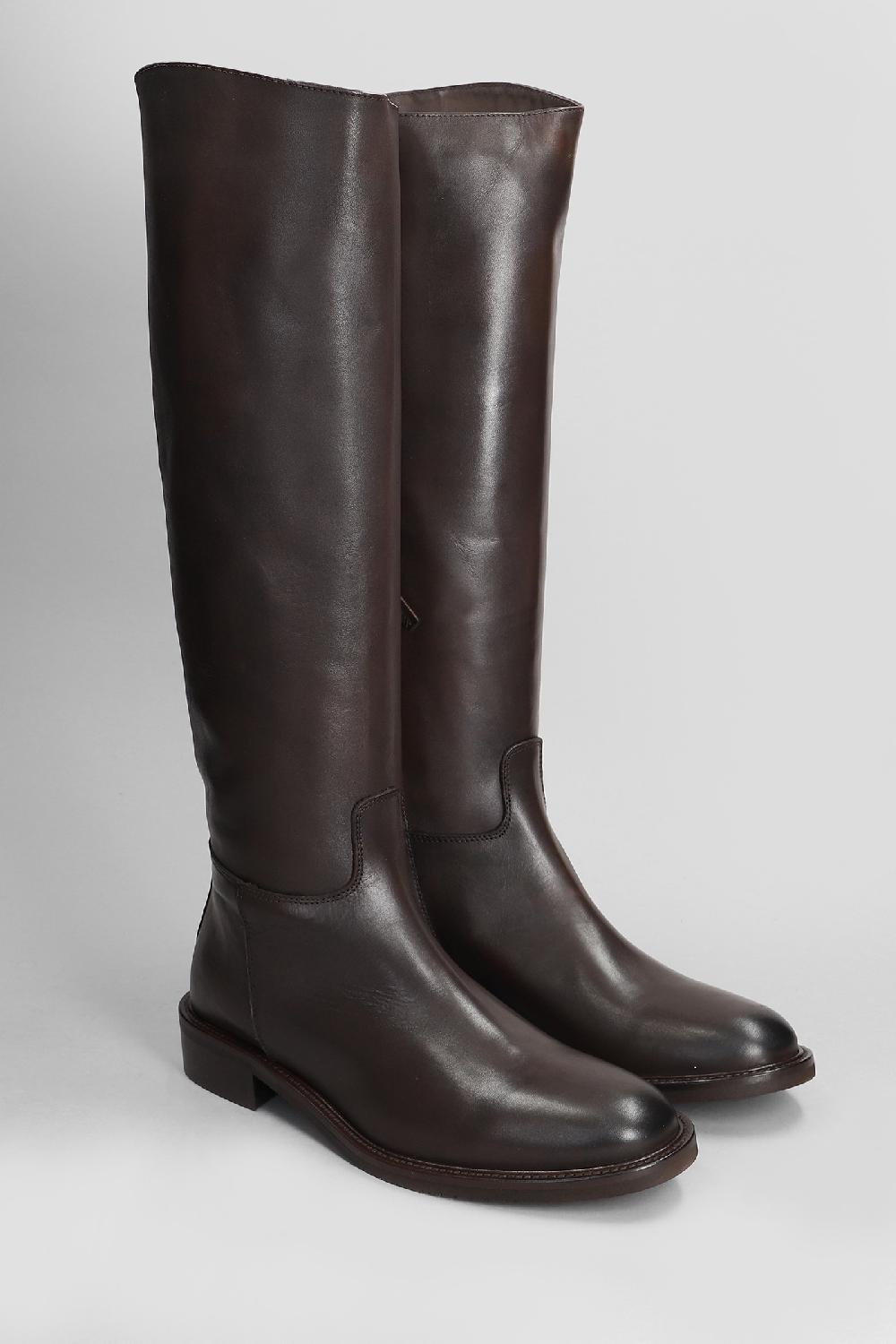 Deliberti Julie Dee Stivali Tacco Basso In Pelle Testa Di Moro Cod. 406900 - Deliberti The Luxury Shopping