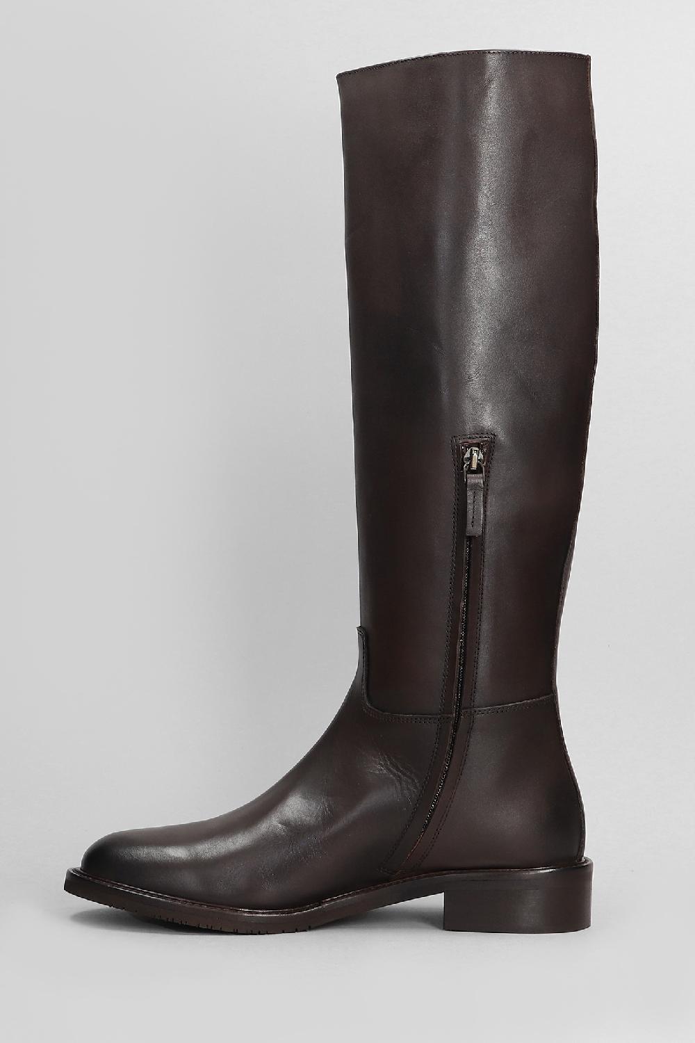 Deliberti Julie Dee Stivali Tacco Basso In Pelle Testa Di Moro Cod. 406900 - Deliberti The Luxury Shopping