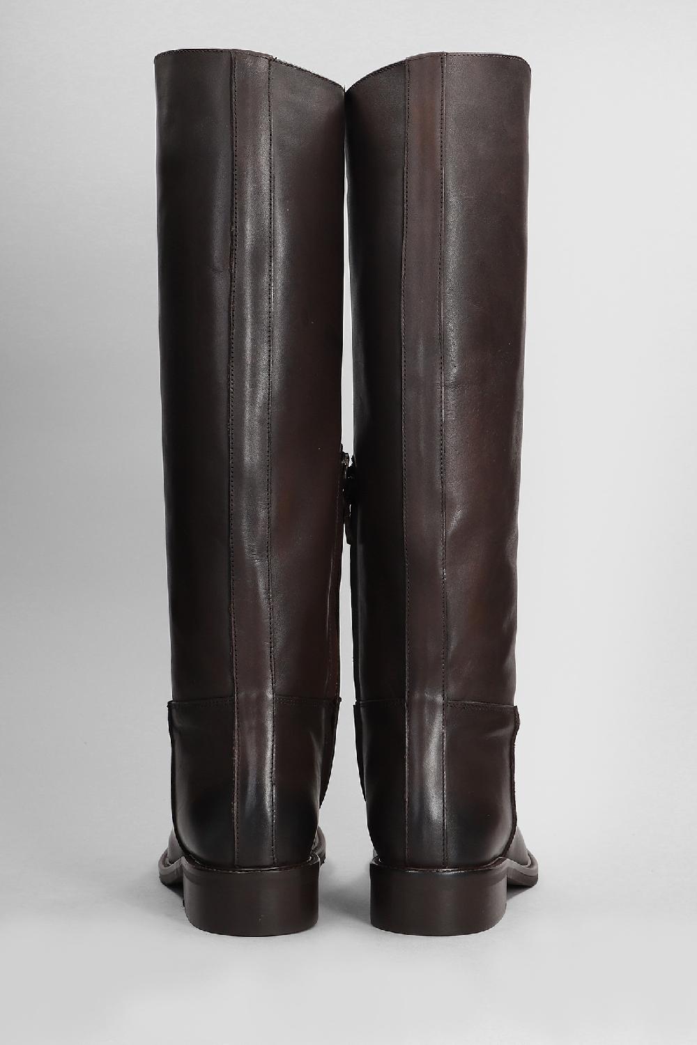 Deliberti Julie Dee Stivali Tacco Basso In Pelle Testa Di Moro Cod. 406900 - Deliberti The Luxury Shopping