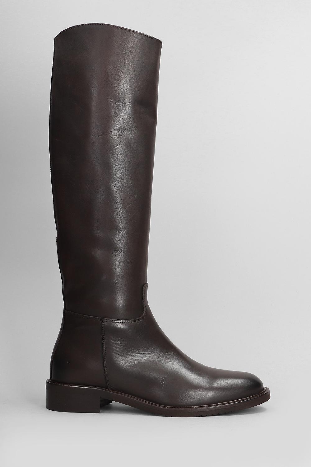 Deliberti Julie Dee Stivali tacco basso in pelle testa di moro cod. 406900 - Deliberti The Luxury Shopping
